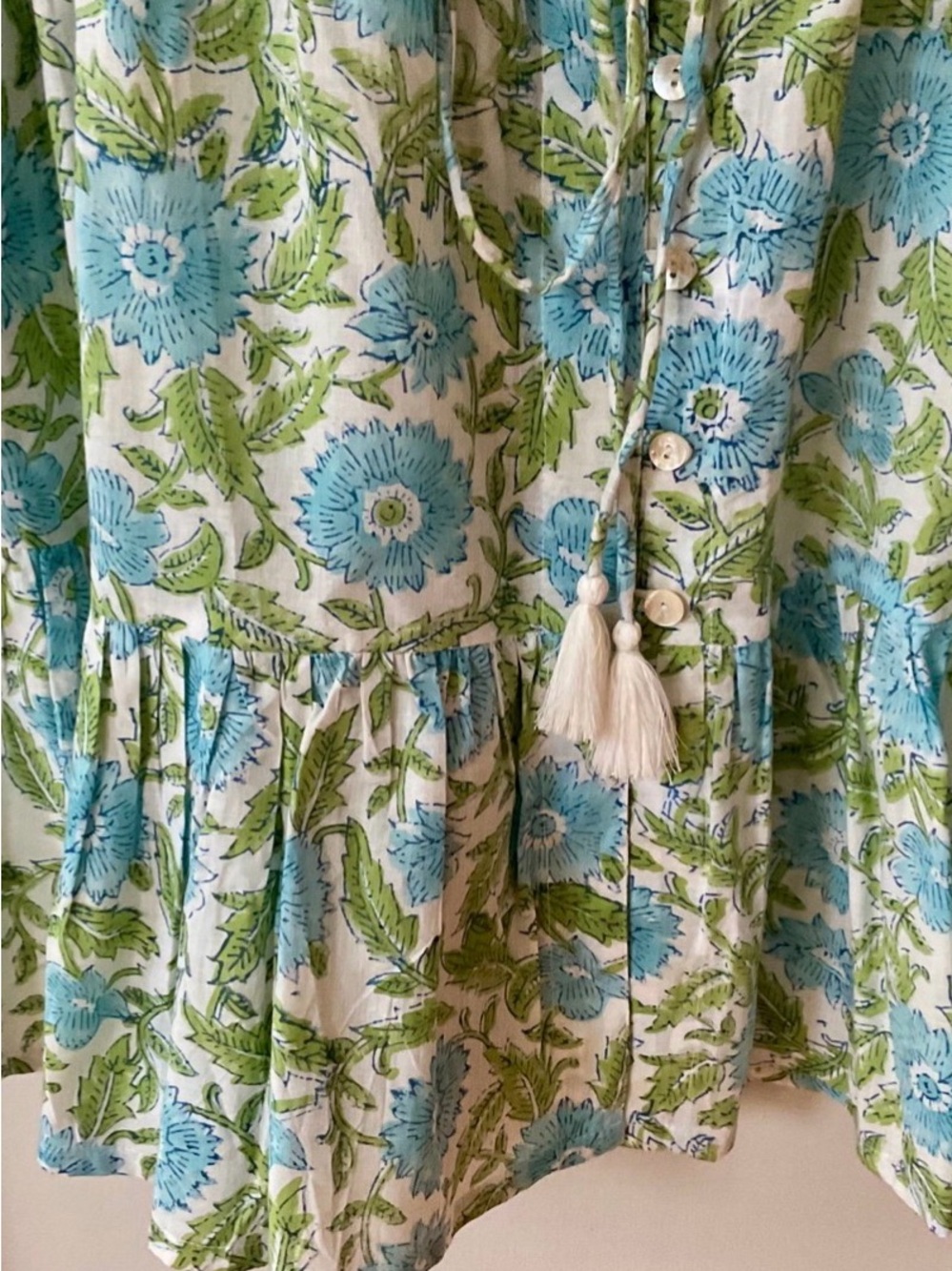 India print block M dress with ruffles on sleeves & neck - Picture 8 of 12